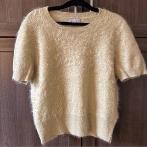 J. Crew Women’s Brushed Cashmere Short-Sleeve Sweater, Size S, Light Yellow